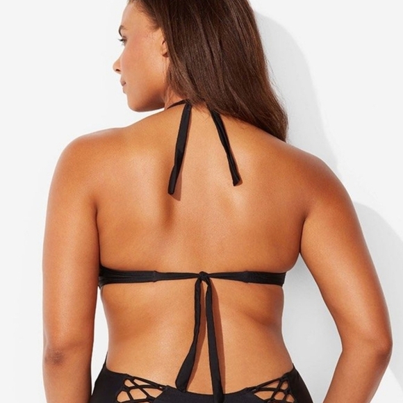 Ashley Graham Black Crisscross Bikini TOP ONLY Plus Size 20 - Picture 6 of 7
